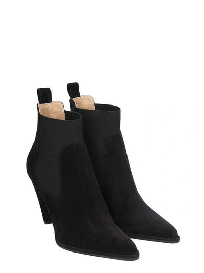Shop Sergio Rossi Black Suede Leather Ankle Boots