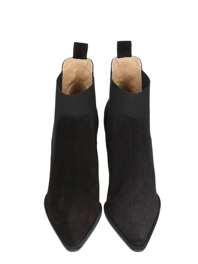 Shop Sergio Rossi Black Suede Leather Ankle Boots