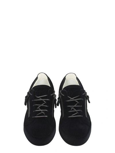 Shop Giuseppe Zanotti Black Velvet Low Sneakers