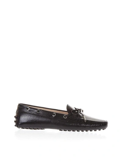 Shop Tod's Black Leather Gommino Loafers