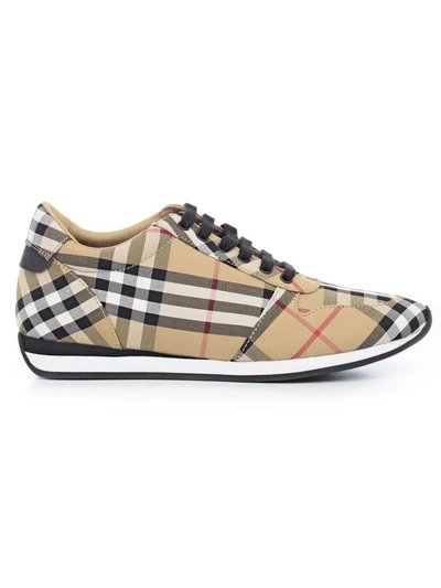 Shop Burberry Vintage Checked Sneakers In Antique Yellow
