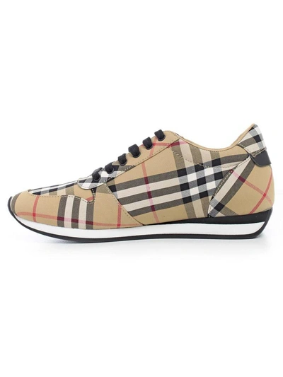 Shop Burberry Vintage Checked Sneakers In Antique Yellow