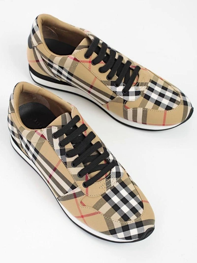 Shop Burberry Vintage Checked Sneakers In Antique Yellow