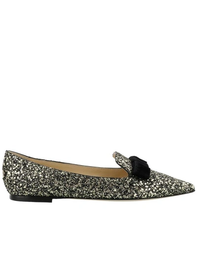 Shop Jimmy Choo Gala Flat In Gold Mix