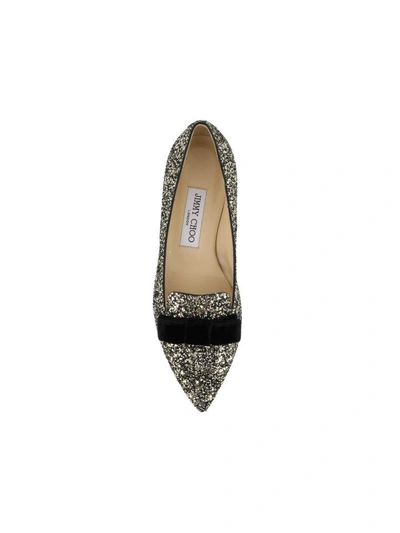 Shop Jimmy Choo Gala Flat In Gold Mix