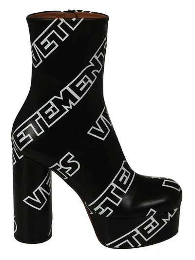Shop Vetements Printed Boots In Black White Black White