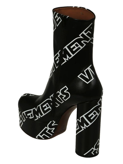 Shop Vetements Printed Boots In Black White Black White