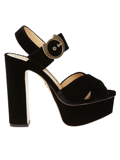 Shop Charlotte Olympia Buckle Platform Sandals In Black