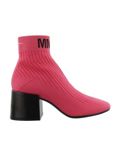 Shop Mm6 Maison Margiela Logo Ankle Boot In Fuchsia