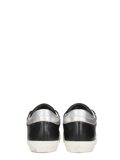 Shop Philippe Model Paris Black Silver Leather Sneakers