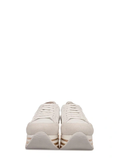 Shop Hogan White-pink H349 Maxi Wedge Sneakers