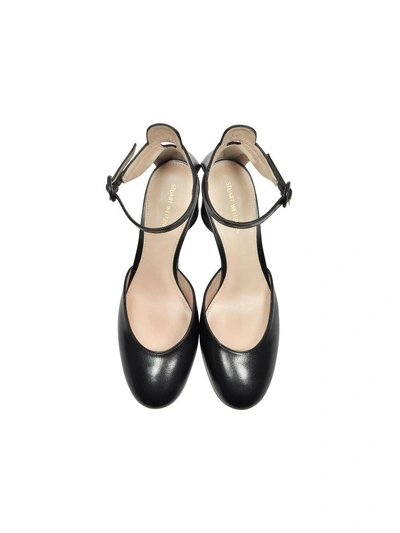 Shop Stuart Weitzman Black Leather Kara Mid-heel Pump