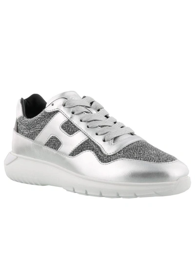Shop Hogan H371 Interactive3 Sneakers In Silver/ White