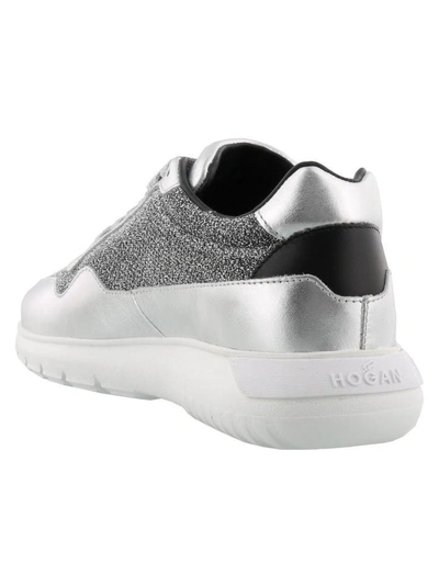 Shop Hogan H371 Interactive3 Sneakers In Silver/ White
