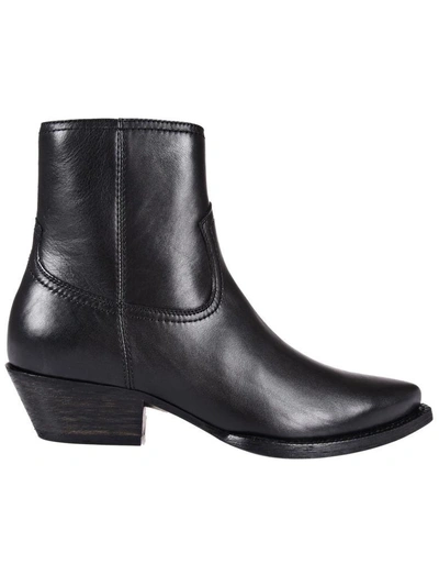 Shop Saint Laurent Leather Texan Ankle Boots In Nero