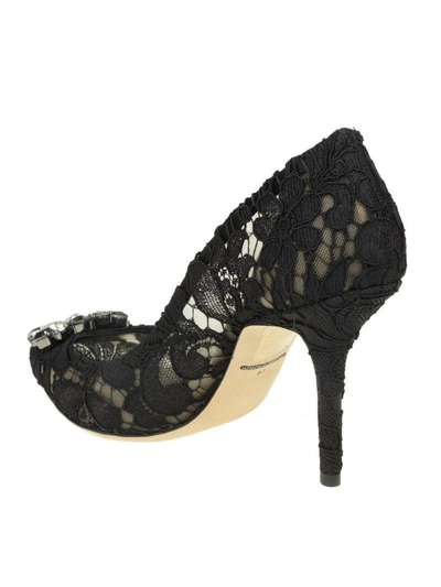 Shop Dolce & Gabbana Décolleté In Taormina Lace With Crystals In Black