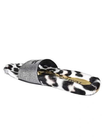 Shop Tom Ford Fur Sliders In White/black