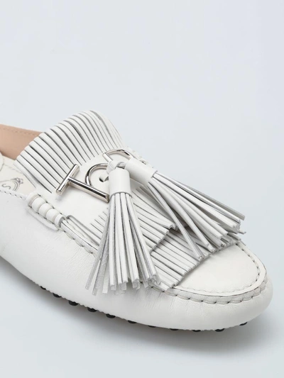 Shop Tod's Gommino Loafers In White