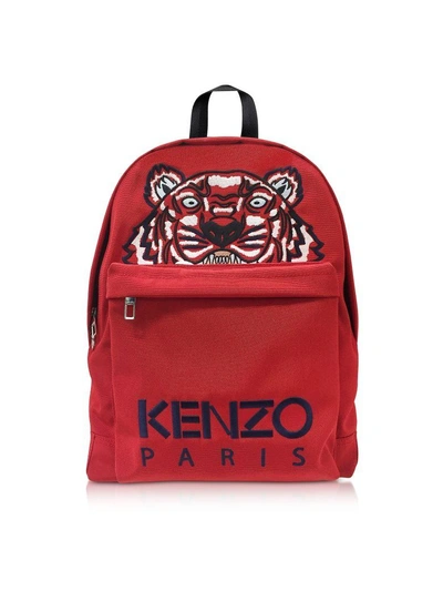 Shop Kenzo Large Tiger Canvas Backpack In Red