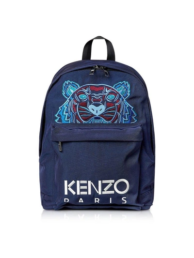 Shop Kenzo Large Tiger Canvas Backpack In Blue