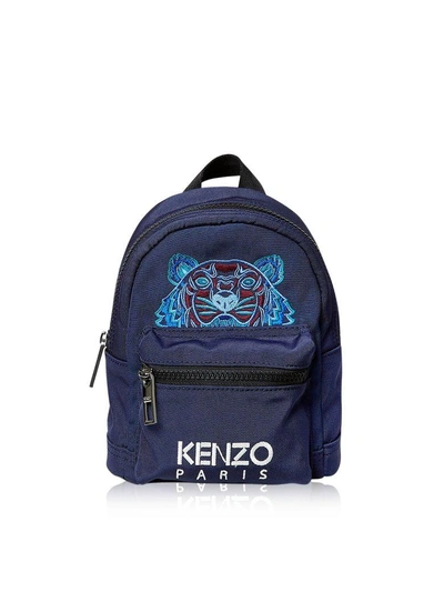 Shop Kenzo Mini Tiger Canvas Backpack In Blue