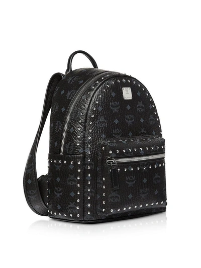 Shop Mcm Small Black Studded Outline Visetos Stark Backpack