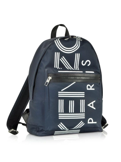 Shop Kenzo Large Navy Blue Logo Backpack