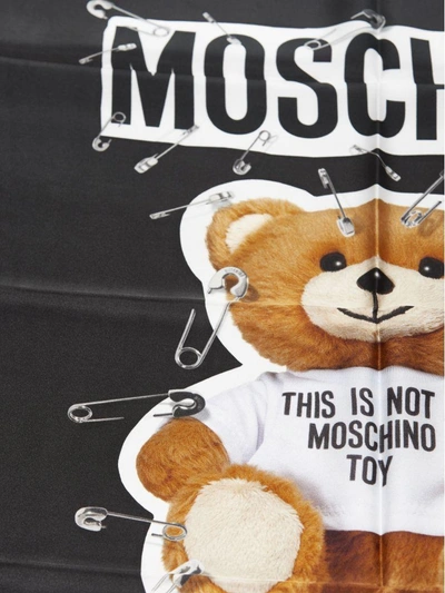 Shop Moschino Teddy Bear Print Scarf In Bianco Multicolor