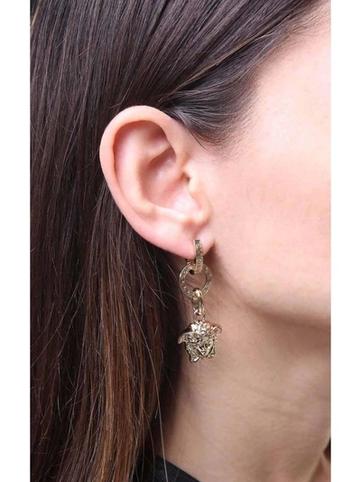 Shop Versace Medusa Drop Earrings In Oro