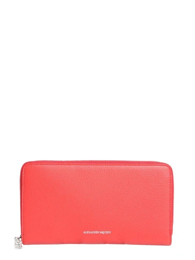 Shop Alexander Mcqueen Zip Around Wallet In Rosso