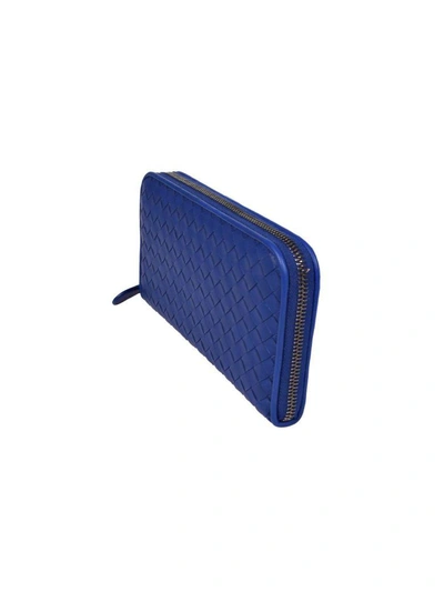 Shop Bottega Veneta Intreciatto Zip Around Wallet In Cobalt Bl/cobalt Bl