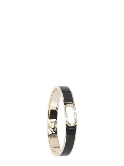 Shop Marc Jacobs Double J Hinge Cuffs In Nero