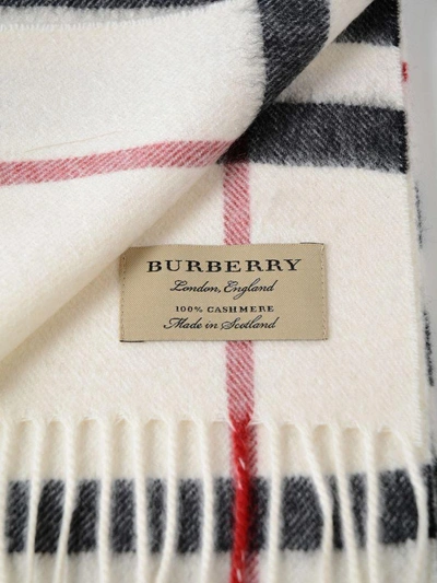 Shop Burberry Giant Check Scarf 168x30 In 1000b White