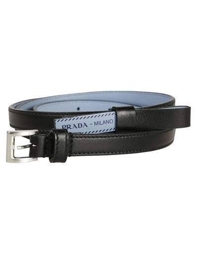 Shop Prada Logo Belt In Black