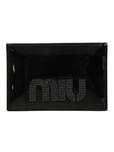 Shop Miu Miu Logo Plaque Cardholder In Black