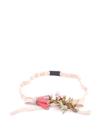 Shop N°21 Crystal-embellished Bow Crepe Belt In Pink