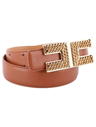 Shop Elisabetta Franchi Celyn B. Elisabetta Franchi Leather Belt In Brown