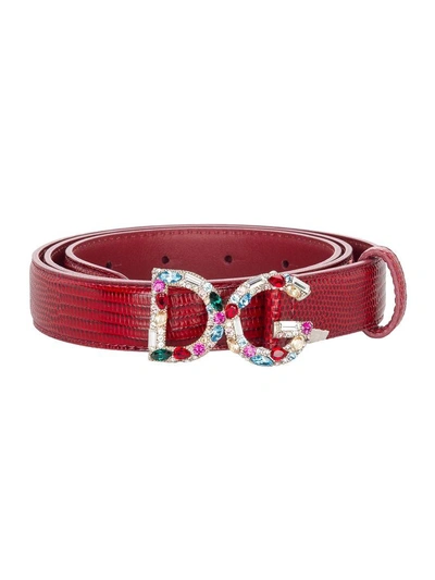 Shop Dolce & Gabbana Belt Cristal Mini In Red
