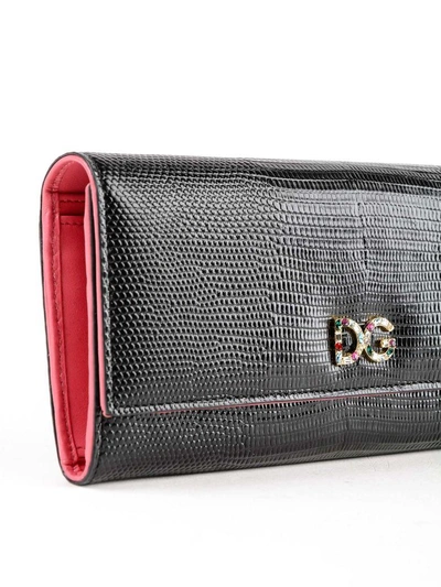 Shop Dolce & Gabbana Flap Wallet In 8bnero/fuxia