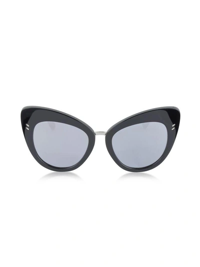 Shop Stella Mccartney Sc0037s Acetate Cat Eye Womens Sunglasses In Black-mirrored Black