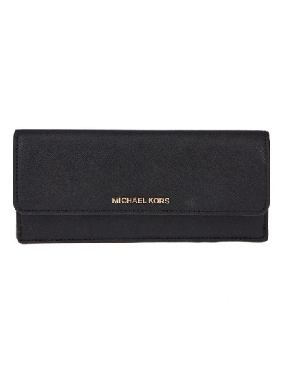 Shop Michael Michael Kors Jet Set Travel Continental Wallet In Black