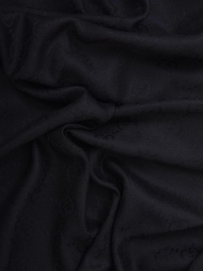 Shop Gucci Gg Jacquard Wool Scarf In Black