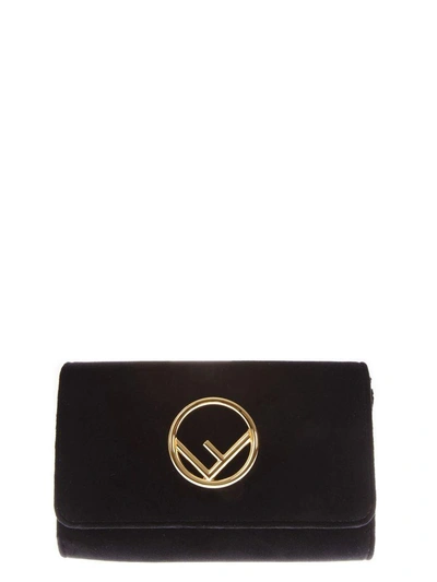 Shop Fendi Wallet In Velvet In Black