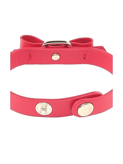 Shop Ferragamo Salvatore  Vara-bow Leather Bracelet In Rosso