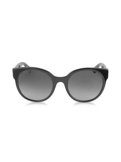 Shop Gucci Gg0035s 001 Black Optyl Round Womens Sunglasses