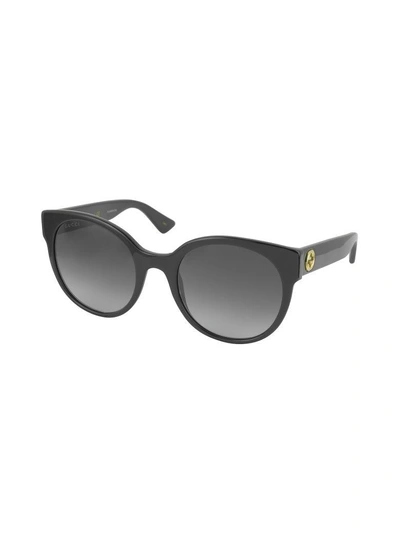 Shop Gucci Gg0035s 001 Black Optyl Round Womens Sunglasses