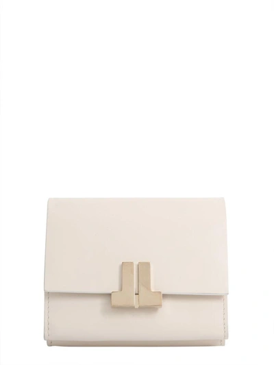 Shop Lanvin Continental Wallet With Logo Plate In Bianco
