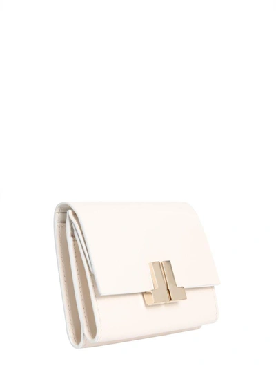 Shop Lanvin Continental Wallet With Logo Plate In Bianco