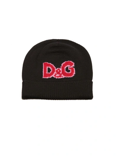 Shop Dolce & Gabbana Knitted Beanie In Nero Rosso