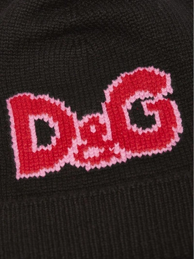 Shop Dolce & Gabbana Knitted Beanie In Nero Rosso